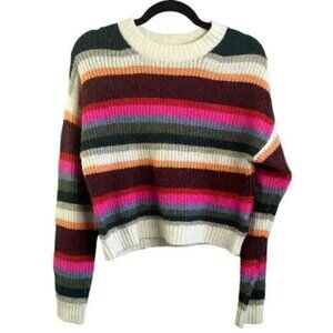 AE American Eagle Colorful Striped Knit Crew Neck Sweater‎ Sz XS